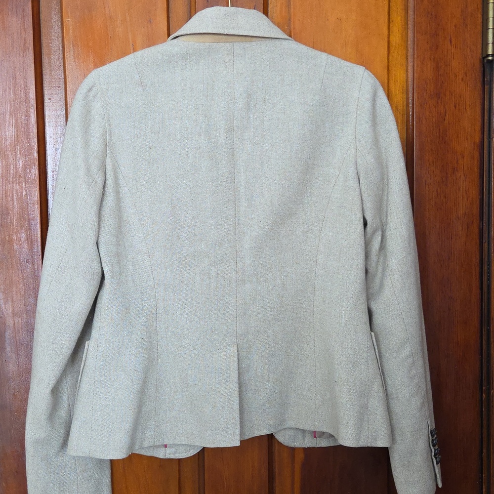 Isaac Mizrahi Wool Blend Blazer Sz S Tan Classic Basic Closet Staple - Picture 6 of 8